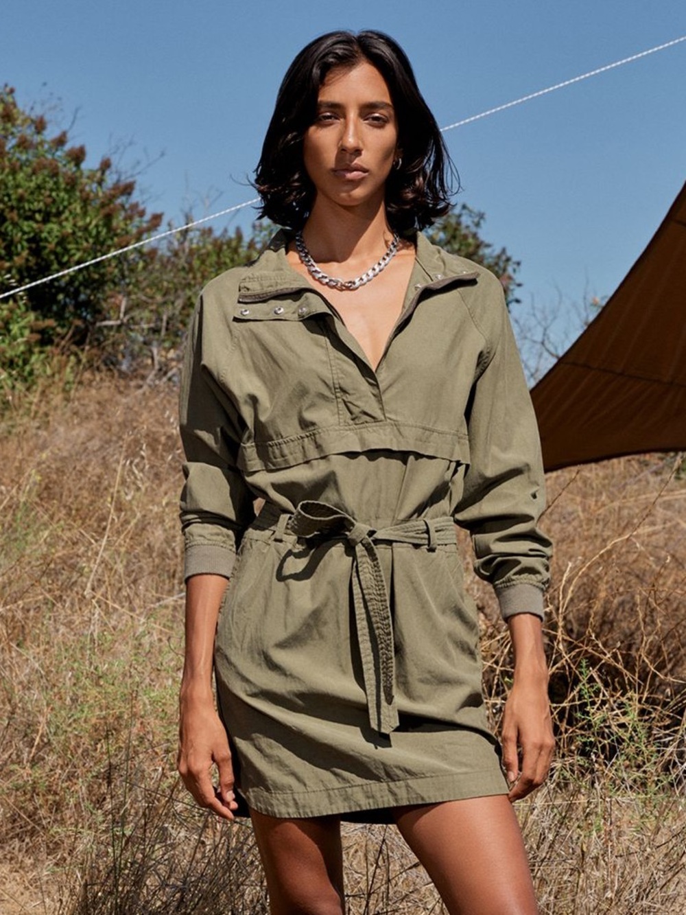 JOHN ELLIOTT Olive Utility Trench Shirtdress w/Tie Waist 💚💚